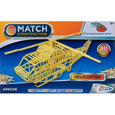 3D Match Matchstick Construction Modelling Model Kits - Assorted - Apache Helicopter