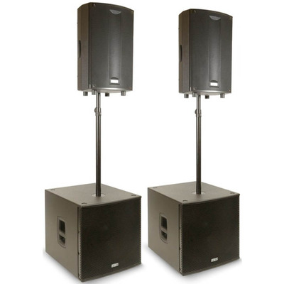 FBT ProMaxX Active PA System 3200W, ProMaxX 114A, SUBline118SA, Bags & Poles