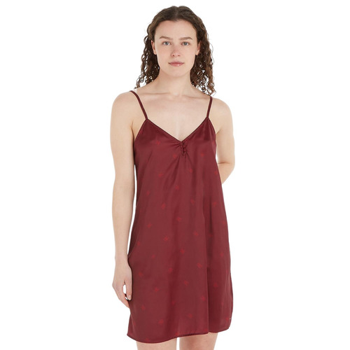 Tommy Hilfiger TH Satin Nightdress - Critter Monogram Deep Rouge