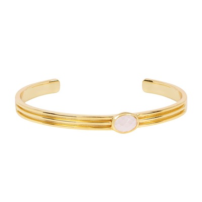 Athena Gold Cuff Bracelet With Rose Quartz