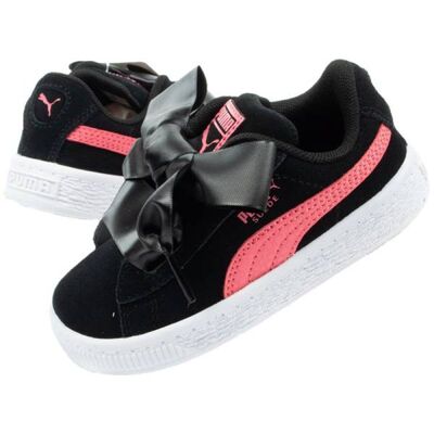 Puma Junior Suede Heart Jewel Shoes -Black/Pink