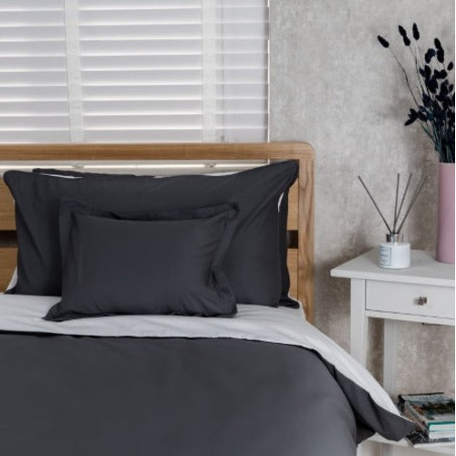 13.5 Tog Duvet 100% Cotton Grey Cover Set & Pillow