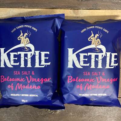 3x Kettle Chips Sea Salt & Balsamic Vinegar Crisps Sharing Bags (3x150g)