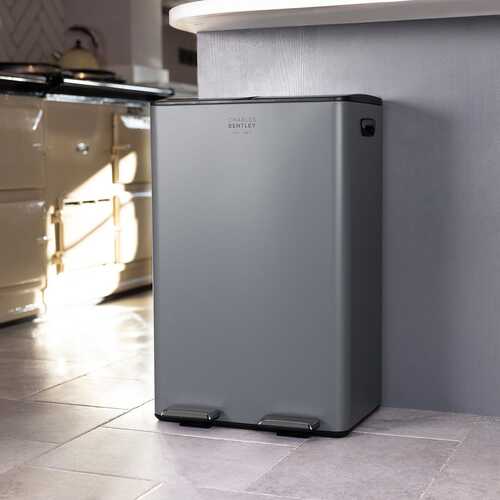 60L Double Compartment Grey Kitchen Bin - 2x 30L
