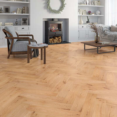 Lusso Capri Hearthstone Oak Herringbone Engineered Wood Flooring – Lusso
