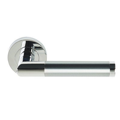 Excel Athena Dual Finish Polished Chrome & Satin Chrome Door Handles - 3675 (sold in pairs) POLISHED CHROME & SATIN CHROME DUAL FINISH