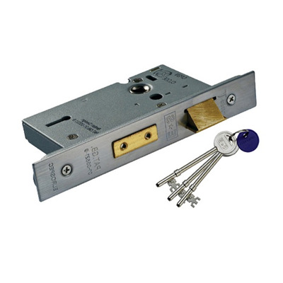 Eurospec Architectural 3 Lever Sash Locks, Silver Or Brass Finish Standard (With Optional Extra Finish Face Plates) - LSS53 64mm (2.5 INCH) SILVER FINISH KEYED ALIKE