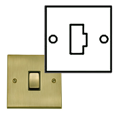 M Marcus Electrical Victorian Raised Plate Fused Spur (Un-Switched), Antique Brass Finish, Black Inset Trim - R91.834.BK ANTIQUE BRASS - BLACK INSET TRIM