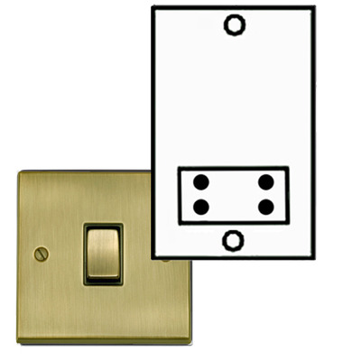 M Marcus Electrical Victorian Raised Plate Shaver Socket (Dual Output), Antique Brass Finish, Black Inset Trim - R91.985.BK ANTIQUE BRASS - BLACK INSET TRIM
