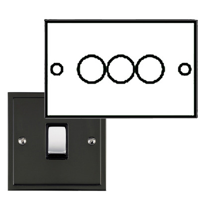 M Marcus Electrical Elite Stepped Plate 3 Gang Dimmer Switch, Black Nickel & Polished Chrome, 250 Watts OR 400 Watts - S06.973 BLACK NICKEL - 250 WATTS