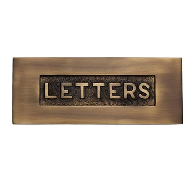 Heritage Brass Letters Embossed Letter Plate (254mm x 101mm), Antique Brass - V845-AT ANTIQUE BRASS