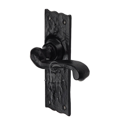 M Marcus Tudor Collection Shropshire Door Handles, Rustic Black Iron - TC110 (sold in pairs) LOCK (WITH KEYHOLE)