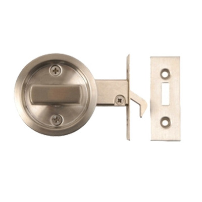 Excel Round Sliding Bathroom Door Lock, Satin Stainless Steel - 2131 SATIN STAINLESS STEEL