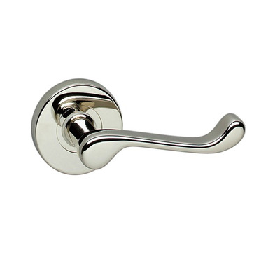 Urfic Ashworth Victorian Scroll Door Handles On Round Rose, Polished Nickel - 100-398-04 (sold in pairs) POLISHED NICKEL