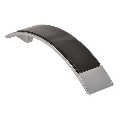 Urfic Siro Curved Cabinet Pull Handle (96mm c/c), Bright Chrome With Black Edging - 2184-137ZN1GH2 BRIGHT CHROME WITH BLACK EDGING