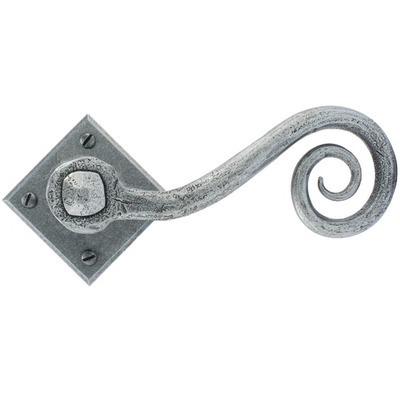From The Anvil Monkeytail Unsprung Door Handles On Diamond Rosette, Pewter - 33612 (sold in pairs) PEWTER