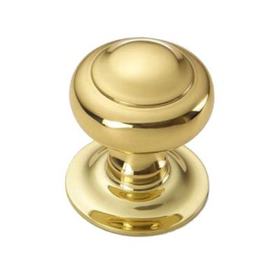 Croft Architectural Round Centre Door Knob, 70mm Rose, Various Finishes Available* - 6344 POLISHED BRASS