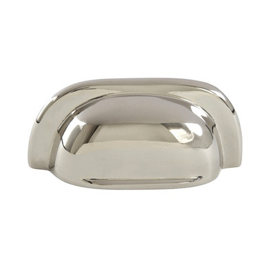 Hafele Mulberry Cabinet Cup Handle (64mm, 96mm OR 192mm c/c), Polished Nickel - 151.40.203 POLISHED NICKEL - 64mm c/c