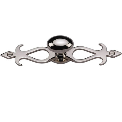 Heritage Brass Oval Cabinet Knob On Backplate, Polished Nickel - C3072-PNF POLISHED NICKEL - 135mm c/c