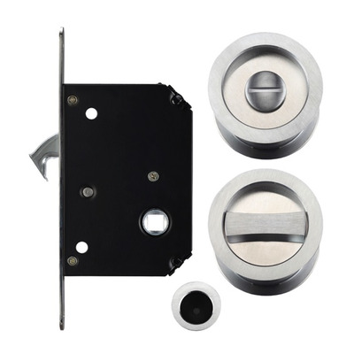 Zoo Hardware Fulton & Bray Sliding Door Lock Set (Suitable for 35-45mm thick doors), Satin Chrome - FB81SC SATIN CHROME