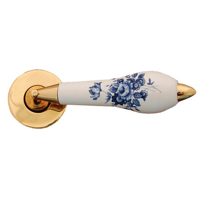 Chatsworth Saxony Porcelain Round Rose Door Handle, Various Finish Rose & Handle Cap - RS800204-SAX (sold in pairs) POLISHED CHROME ROSE & HANDLE CAP