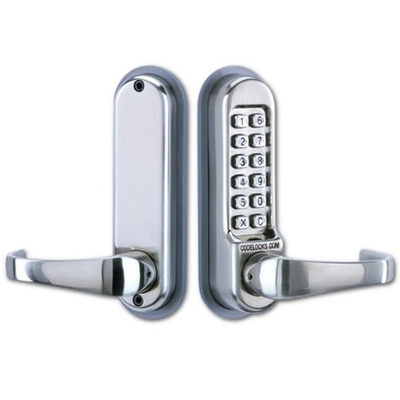 Codelocks CL500 Series Digital Lock With Tubular Latch, Stainless Steel - L13907 STAINLESS STEEL - WITHOUT PASSAGE SET