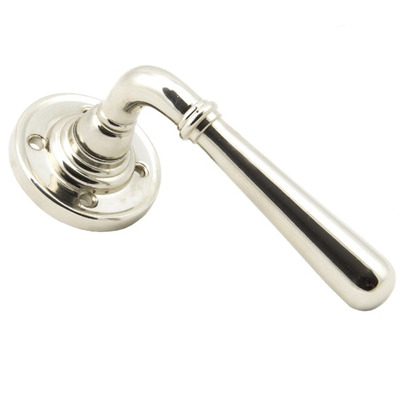 From The Anvil Newbury Door Handles On Round Rose, Polished Nickel - 91432 (sold in pairs) POLISHED NICKEL - SPRUNG