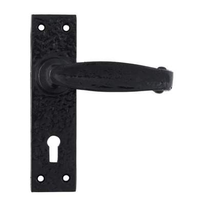 From The Anvil Classic Door Handles (150mm x 38mm), Black - 73217M  (sold in pairs) LOCK (WITH KEYHOLE)