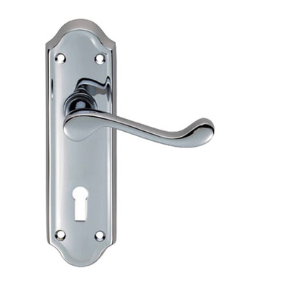 Carlisle Brass Ashtead Door Handles On Backplate, Polished Chrome - DL16CP (sold in pairs) SHORT LATCH (112mm)