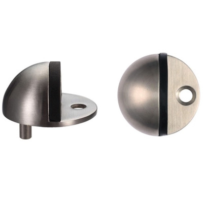 Zoo Hardware ZAS Face Fix Floor Mounted Oval Door Stop (40mm Diameter), Satin OR Polished Stainless Steel - ZAS06CPS SATIN STAINLESS STEEL - 45mm Diameter