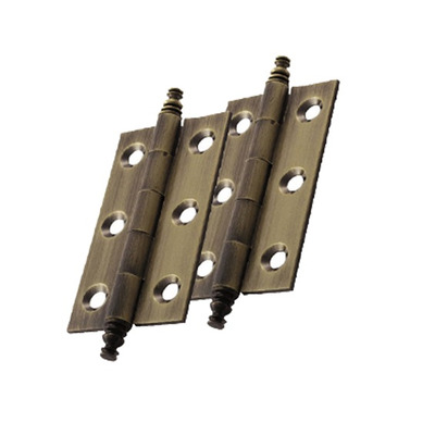 Carlisle Brass Fingertip Cabinet Hinges With Finial (64mm x 35mm), Antique Brass - FTD805DAB (sold in pairs) ANTIQUE BRASS - 64mm x 35mm