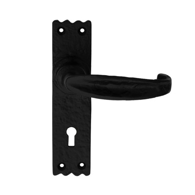 Carlisle Brass Ludlow Foundries Slimline V Door Handles On Backplate, Black Antique - LF5507 (sold in pairs) LOCK (WITH KEYHOLE)