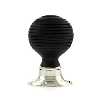 Atlantic Old English Whitby Reeded Mortice Knob, Ebony Wood And Polished Nickel - OE60RREMKPN (sold in pairs) EBONY WOOD AND POLISHED NICKEL