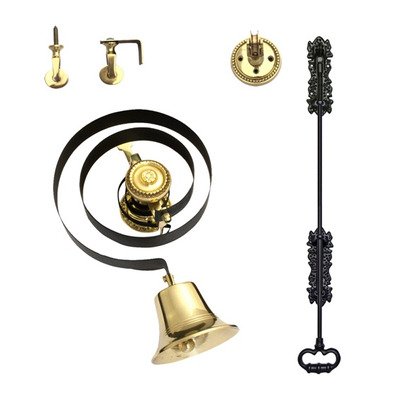 Prima Butlers Bell On Black Spring With Black Iron Pull, Polished Brass - BH1005PB POLISHED BRASS