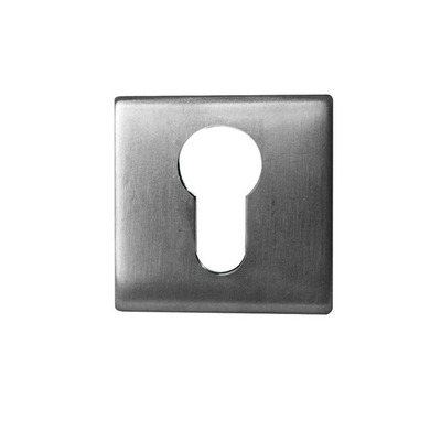 Frelan Hardware Euro Profile Square Escutcheon (52mm x 52mm x 7mm), Satin Stainless Steel - JSS11 GRADE 304 - 52mm x 7mm EURO PROFILE (CYLINDER HOLE)