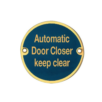 Frelan Hardware Automatic Door Closer Keep Clear (75mm Diameter), Polished Brass - JS111PB POLISHED BRASS