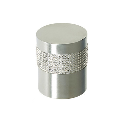 Frelan Hardware Cylindrical Mortice Door Knob, Satin Chrome With Swarovski Crystal On A Silver Band - 2012SC-SILVER SATIN CHROME ON SILVER BAND