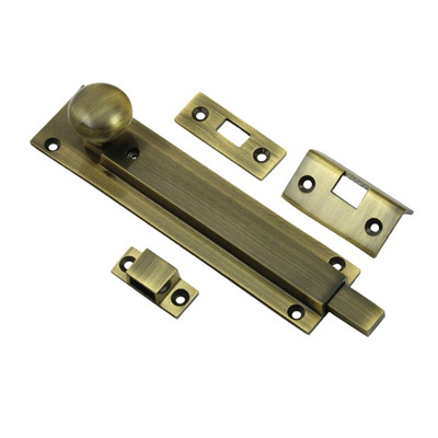 Prima Surface Mounted Locking Door Bolt (152mm x 36mm), Antique Brass - XL2017A  ANTIQUE BRASS - 152mm x 36mm