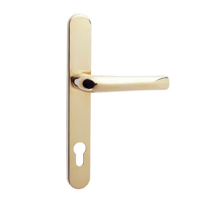 Mila Supa Standard Lever/Lever Door Handles, 240mm Backplate - 92mm C/C Euro Lock, Polished Gold - 570504 (sold in pairs) POLISHED GOLD - 240mm (92mm C/C)