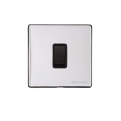 M Marcus Electrical Vintage 1 Gang 2 Way Switch, Polished Chrome With Black Switch - X02.100.BK POLISHED CHROME