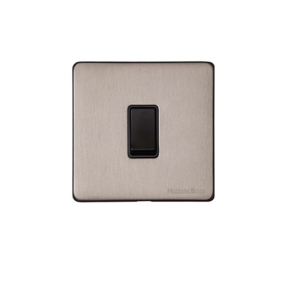 M Marcus Electrical Vintage 1 Gang Intermediate, Aged Pewter With Black Switch - XAP.101.BK AGED PEWTER