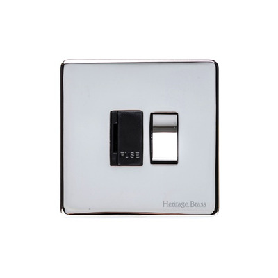 M Marcus Electrical Studio  Single 13 AMP Fused Switched Spur, Polished Chrome (Black OR White Trim) - Y02.235.PC POLISHED CHROME - BLACK INSET TRIM