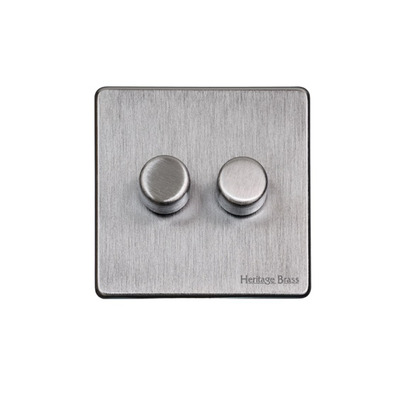 M Marcus Electrical Studio 2 Gang 2 Way Push On/Off Dimmer Switch, Satin Chrome (250 OR 400 Watts) - Y33.270.250 SATIN CHROME - 250 WATTS