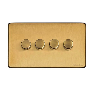 M Marcus Electrical Studio 4 Gang 2 Way Push On/Off Dimmer Switch, Satin Brass (250 OR 400 Watts) - Y44.290.250 SATIN BRASS - 250 WATTS