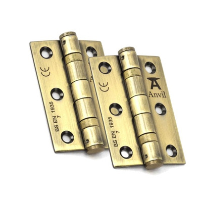 From The Anvil 3 Inch Ball Bearing Butt Hinges, Aged Brass - 49569 (sold in pairs)  AGED BRASS