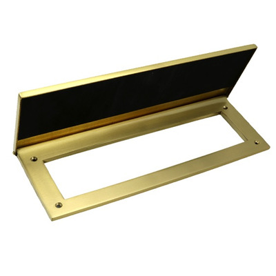 Prima Horizontal Internal Door Tidy With Draught Excluder (260mm x 88mm OR 310mm x 115mm), Satin Brass - SB2012A SATIN BRASS - 310mm x 115mm (Aperture 245mm x 60mm)
