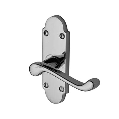 M Marcus Project Hardware Milton Design Door Handles On Short Latch OR Bathroom Privacy, Polished Chrome - PR505-PC (sold in pairs) SHORT LATCH (122mm x 41mm)