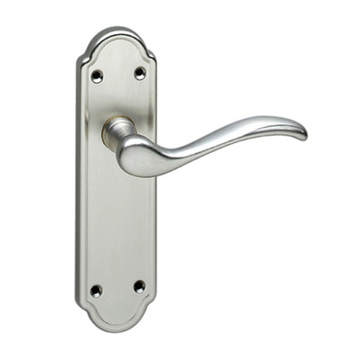 Urfic Lisbon Traditional Range Door Handles On Backplate, Satin Nickel - 130-455-05 (sold in pairs) LOCK (WITH KEYHOLE)