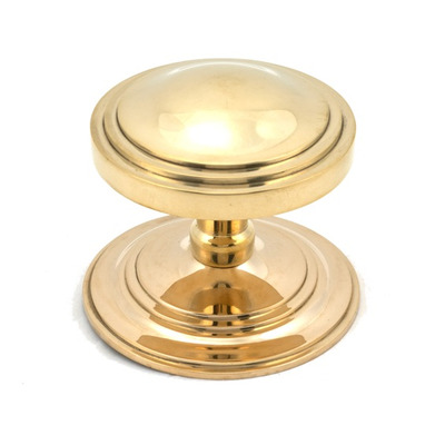 From The Anvil Art Period Deco Centre Door Knob, Polished Brass - 46553 POLISHED BRASS