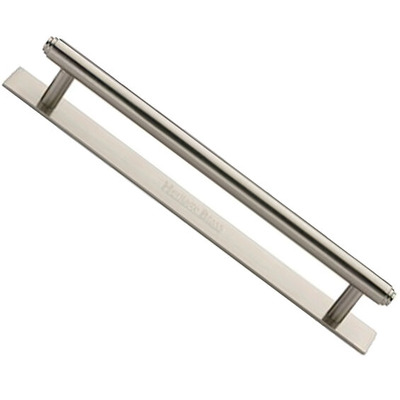 Heritage Brass Step Cabinet Pull Handle With Plate (96mm, 128mm OR 160mm C/C), Satin Nickel - PL4410-SN SATIN NICKEL - 96mm c/c